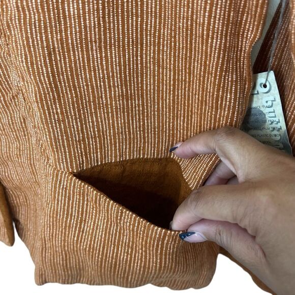 Flax Rust Brown 100% Linen Long Sleeve Button Front Shirt Jacket Small - Picture 8 of 10